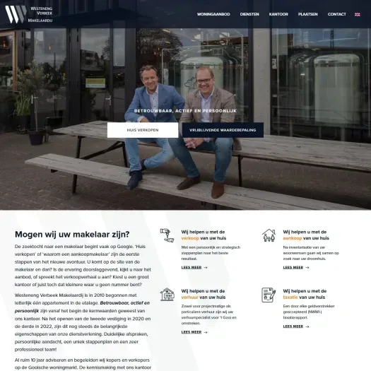 Screenshot van de website van www.wvmakelaardij.nl