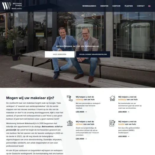 Screenshot van de website van www.wvmakelaardij.nl