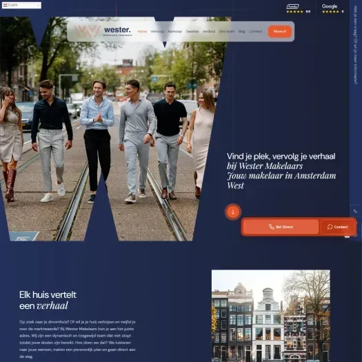 Screenshot of the website of www.wester-makelaars.nl
