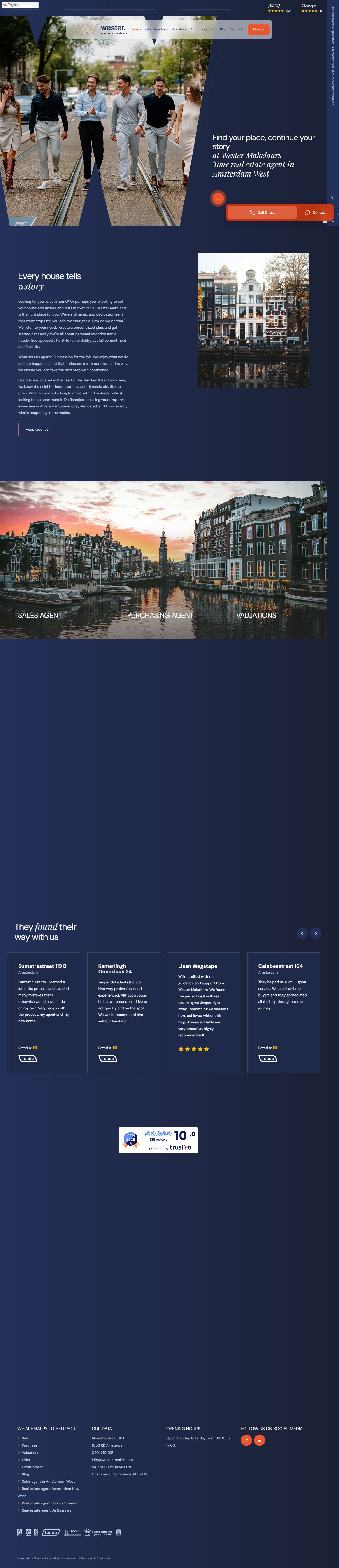 Screenshot of the website of www.wester-makelaars.nl