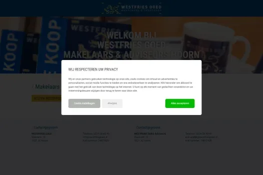 Screenshot van de website van www.westfriesgoed.nl