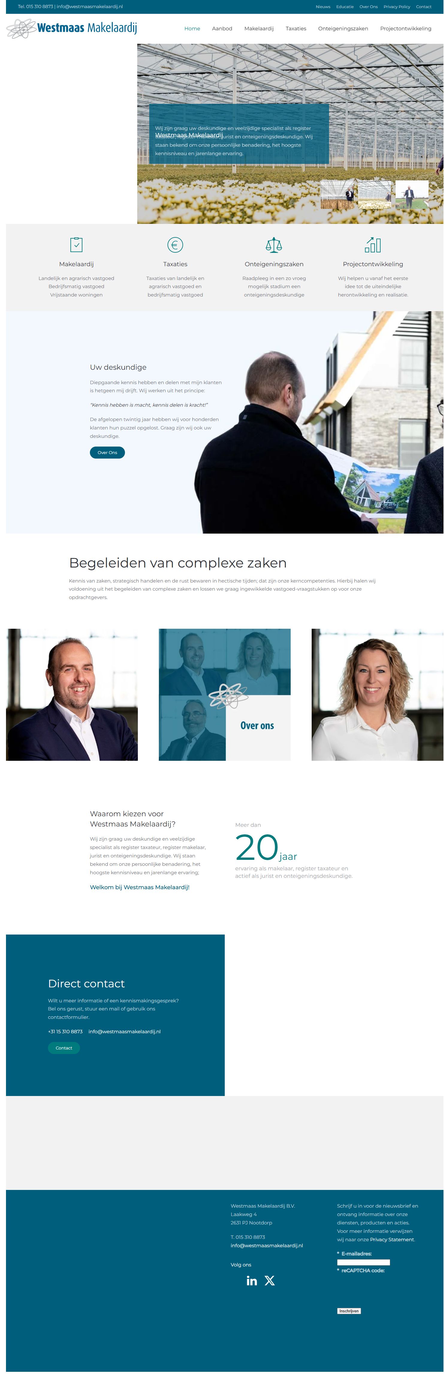 Screenshot of the website of www.westmaasmakelaardij.nl