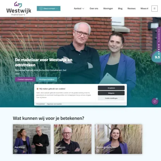 Screenshot of the website of www.westwijkmakelaars.nl