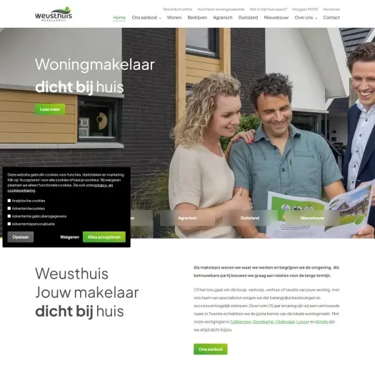 Screenshot van de website van www.weusthuismakelaardij.nl