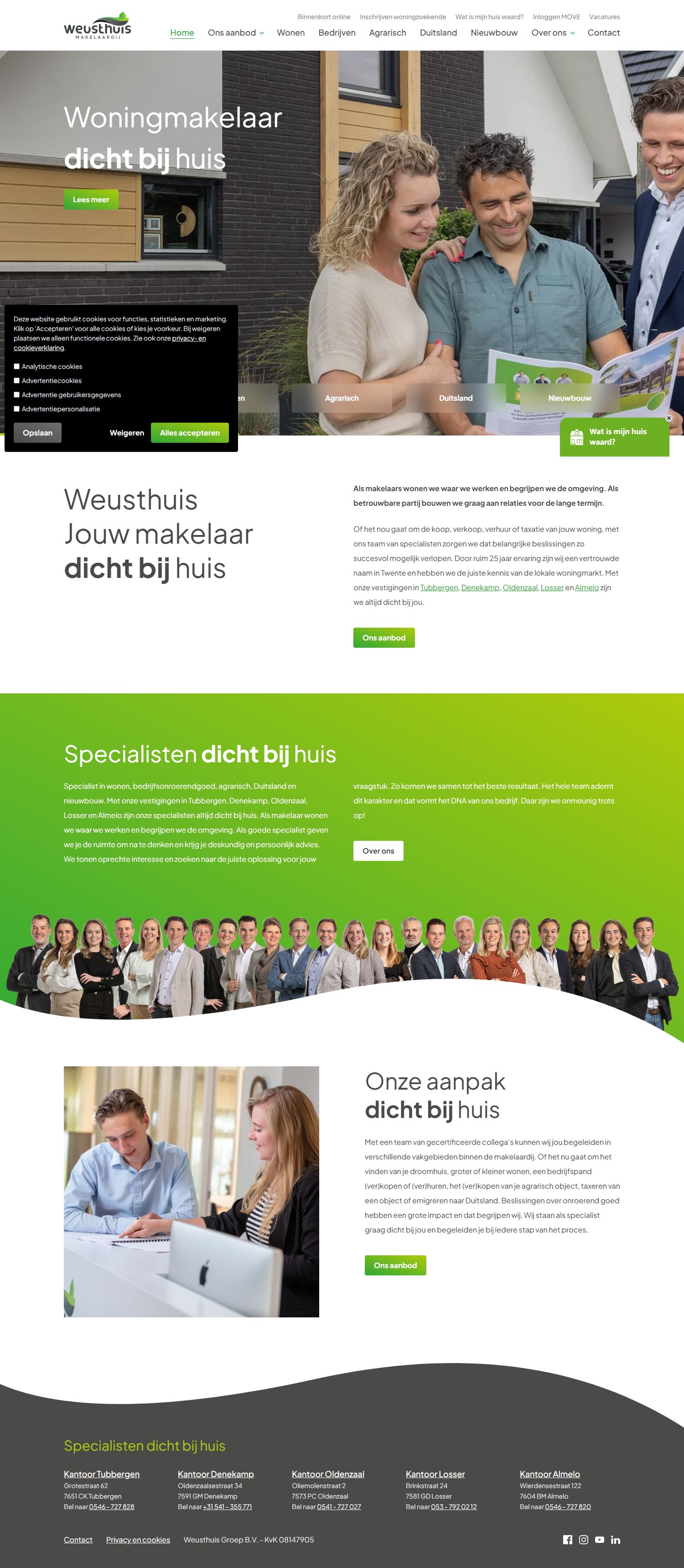 Screenshot der Website von www.weusthuismakelaardij.nl