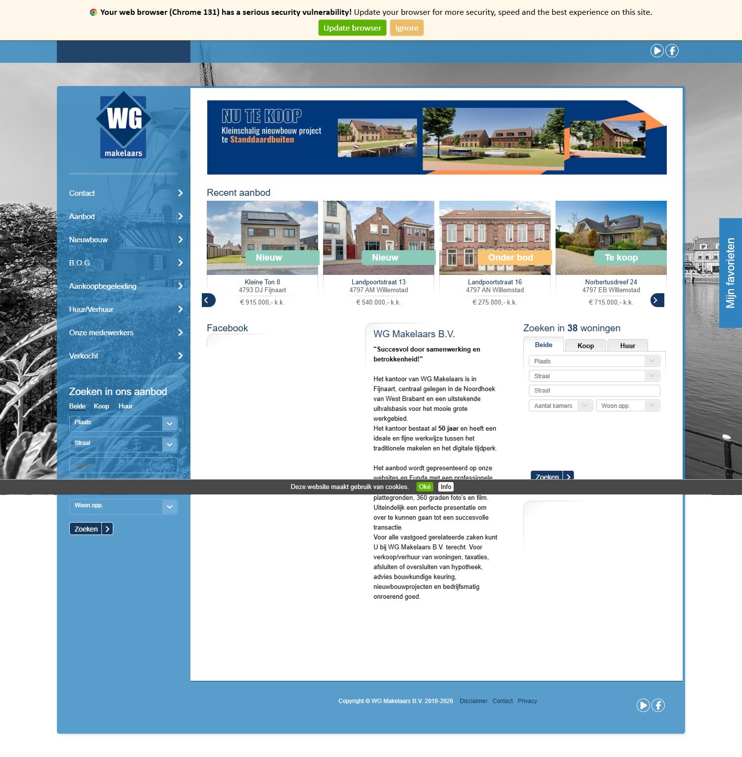 Screenshot of the website of www.wgmakelaars.nl