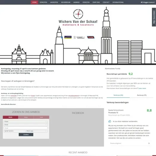 Screenshot van de website van www.wichersvanderschaaf.nl