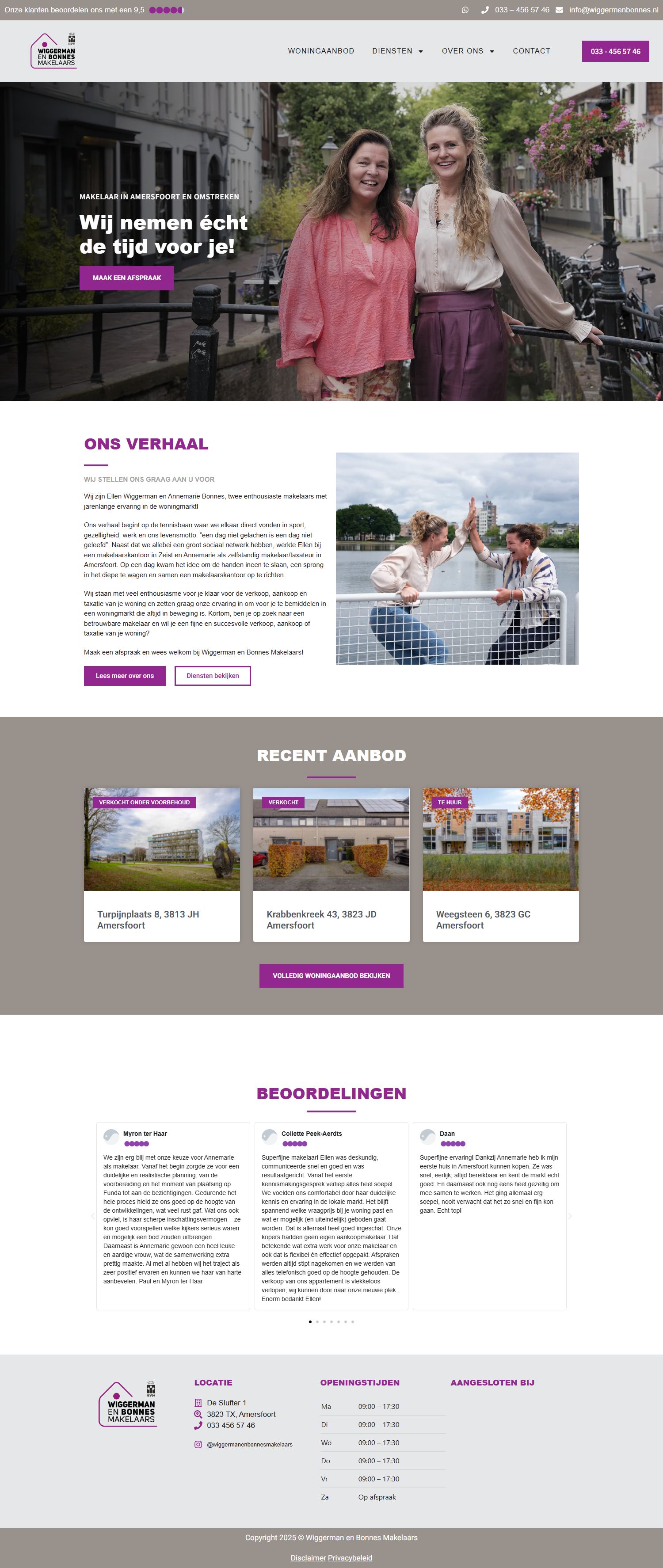 Screenshot of the website of www.wiggermanbonnes.nl