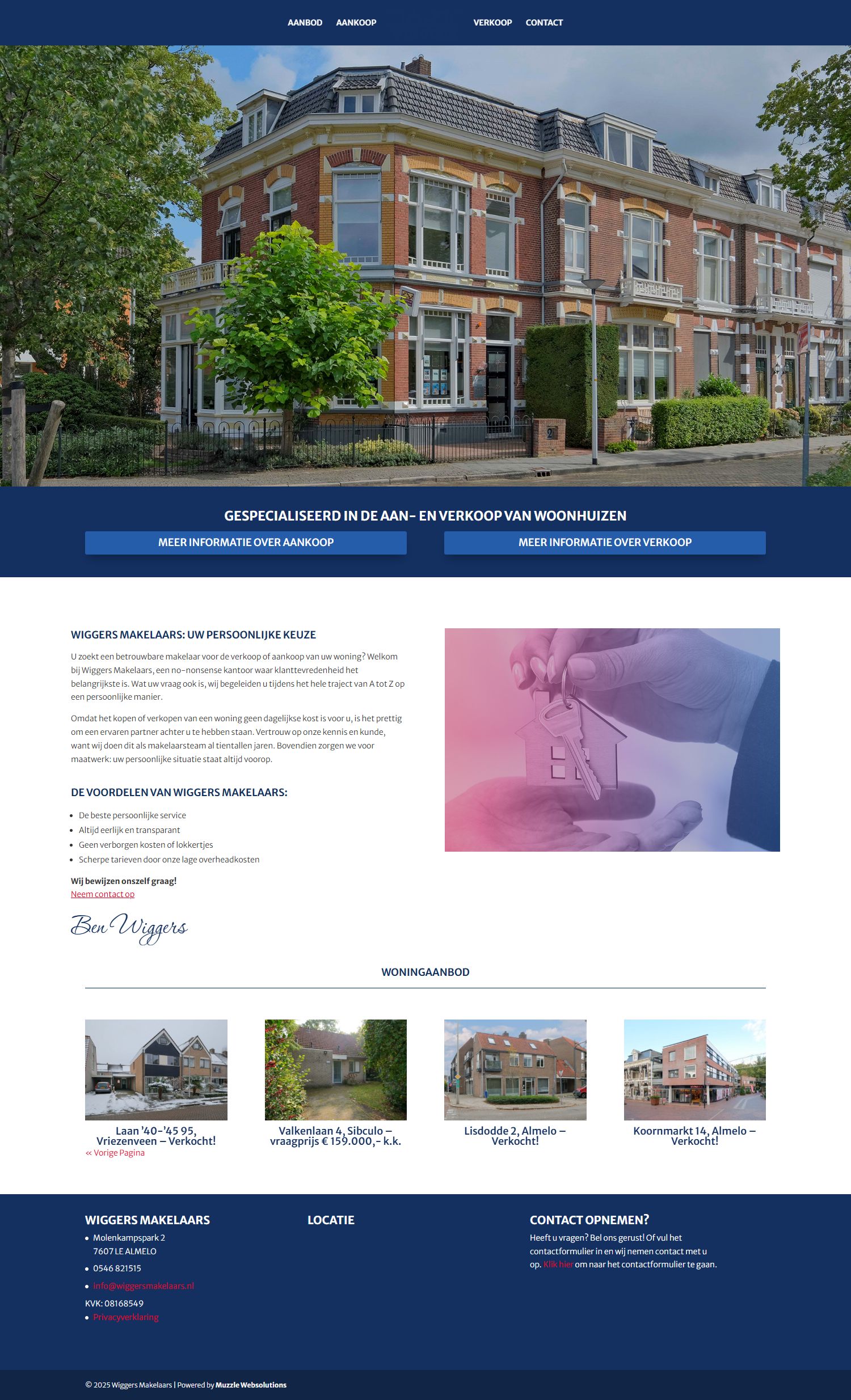 Screenshot der Website von www.wiggersmakelaars.nl