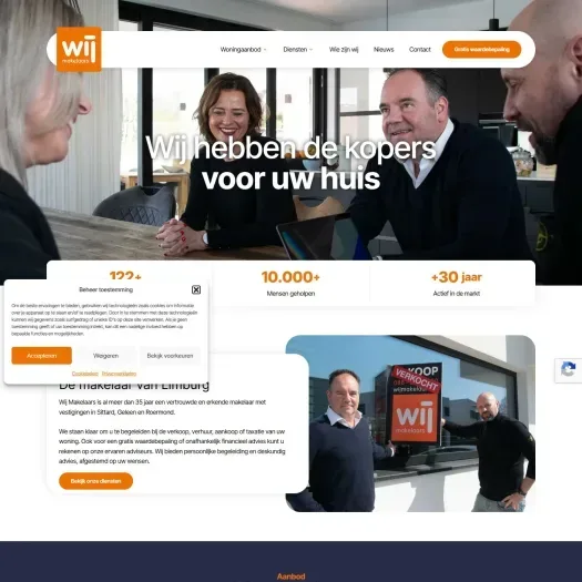 Screenshot van de website van www.wijmakelaars.nl