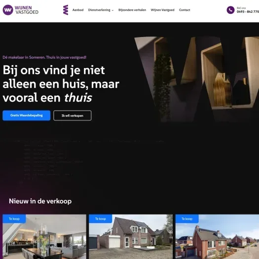 Screenshot van de website van www.wijnen-vastgoed.nl