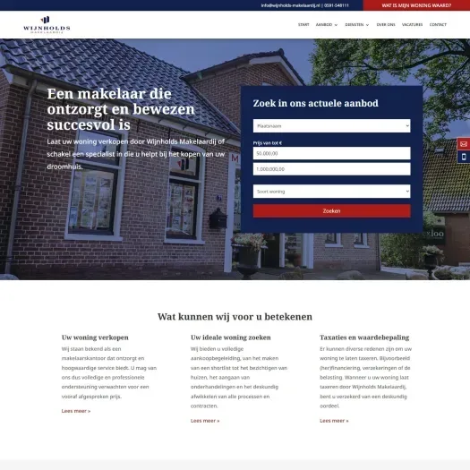 Capture d'écran du site web de wijnholds-makelaardij.nl