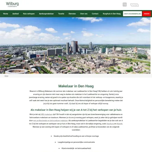 Screenshot van de website van www.wilburg.nl