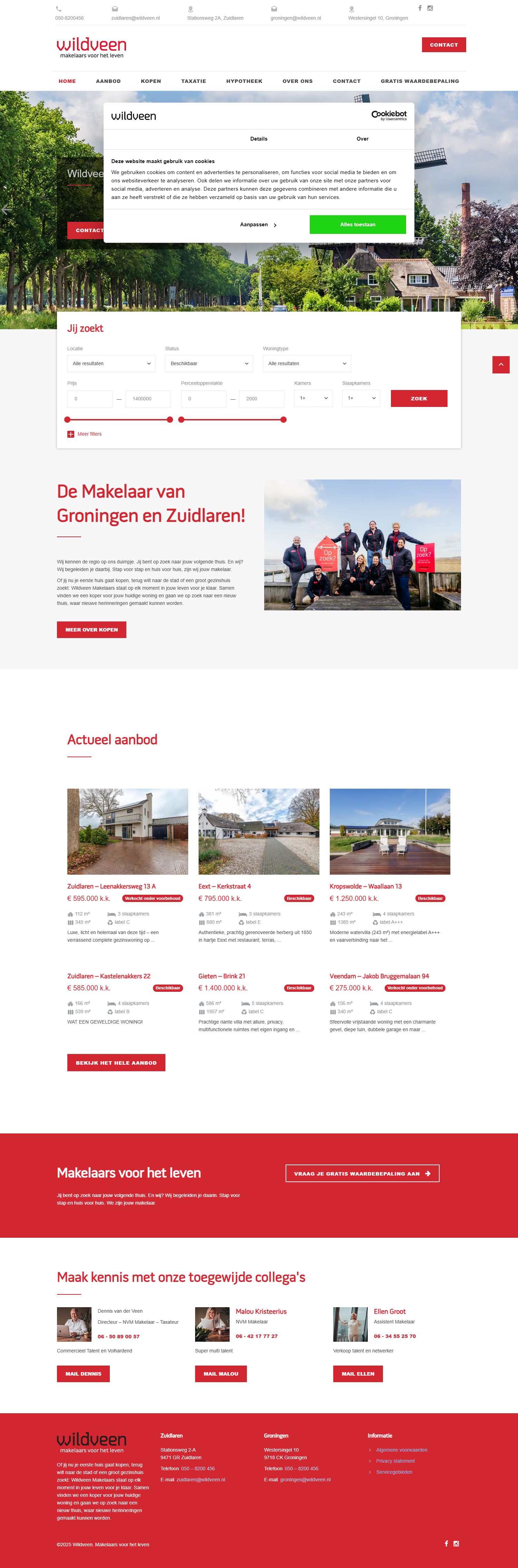 Screenshot of the website of www.wildveen.nl