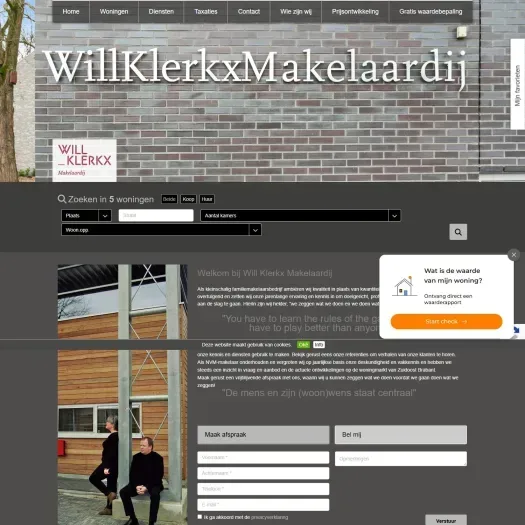 Screenshot of the website of www.willklerkx.nl