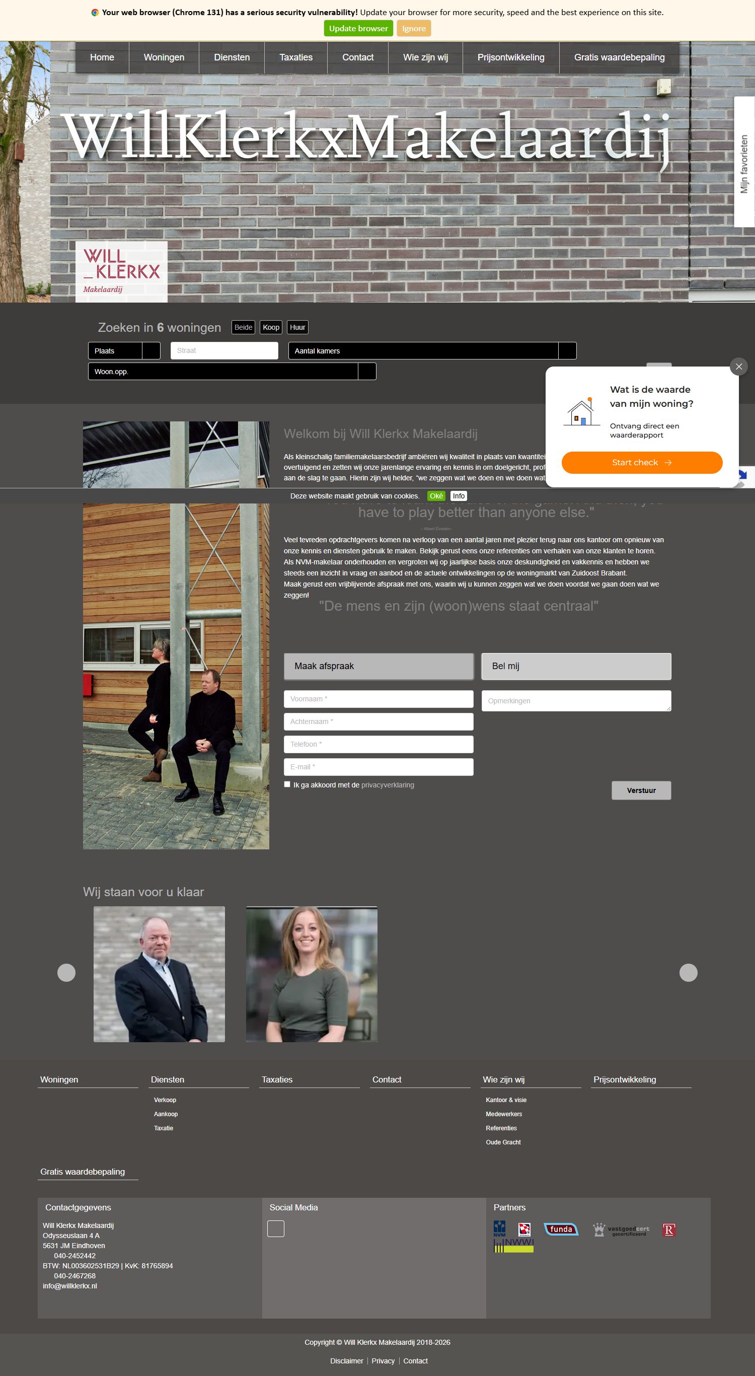 Capture d'écran du site web de www.willklerkx.nl