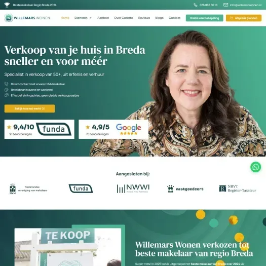Capture d'écran du site web de www.willemarswonen.nl