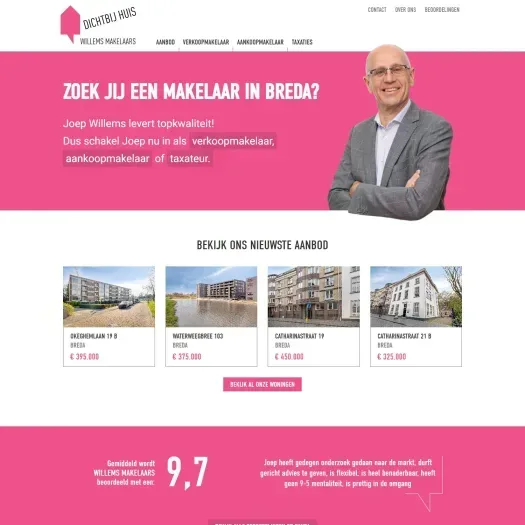 Screenshot of the website of willemsmakelaars.nl