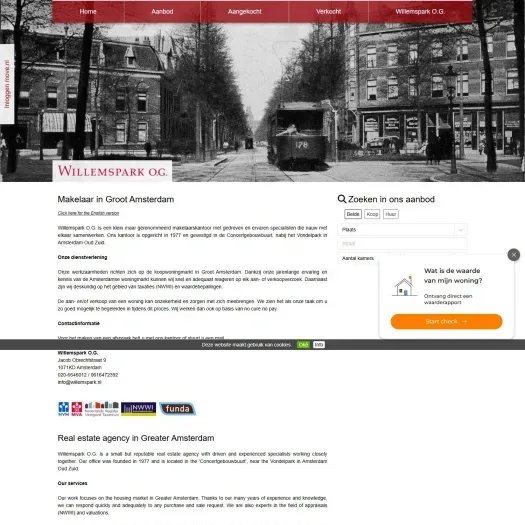 Screenshot der Website von www.willemspark.nl
