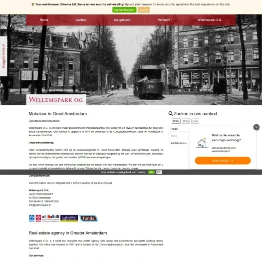 Screenshot of the website of www.willemspark.nl