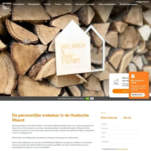 Screenshot of the website of wilmerenvantwist.nl