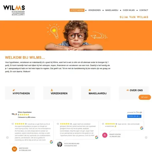 Screenshot van de website van www.wilmsmakelaardij.nl