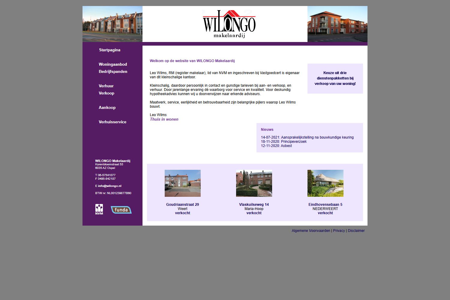 Screenshot of the website of www.wilongo.nl