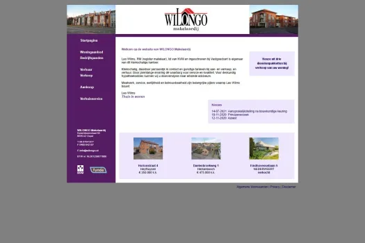 Screenshot van de website van www.wilongo.nl