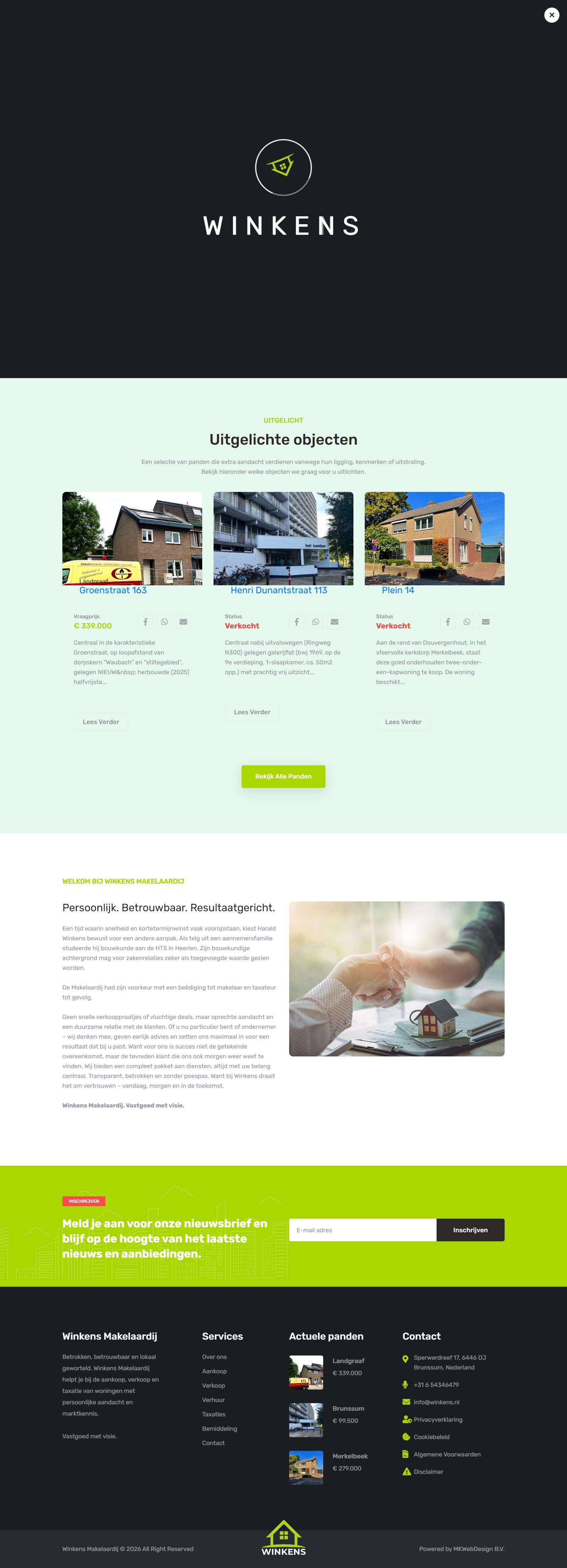 Screenshot der Website von www.winkens.nl