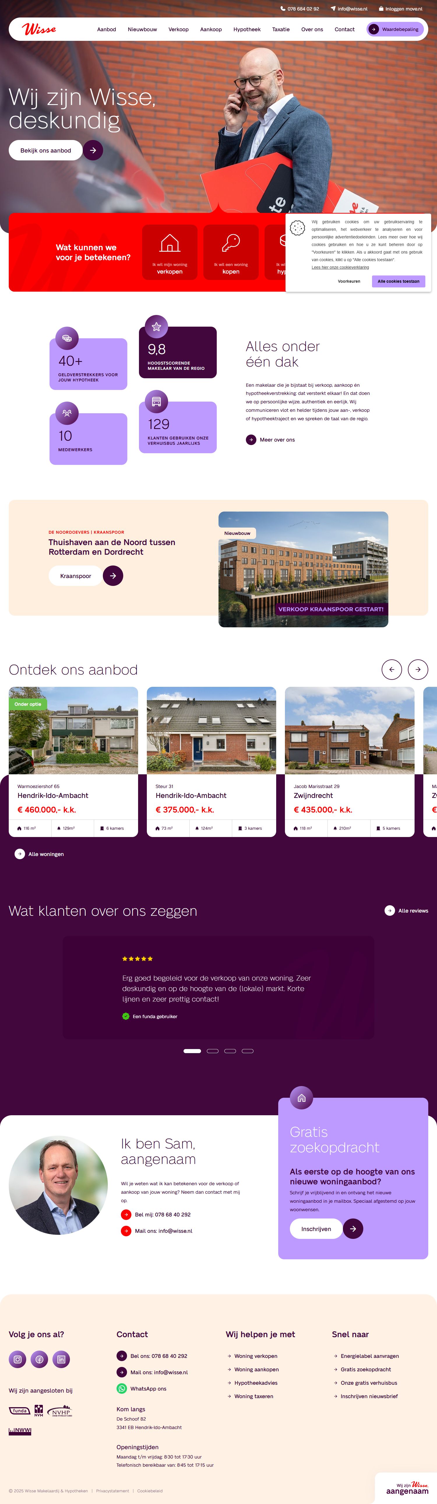 Capture d'écran du site web de www.wisse.nl