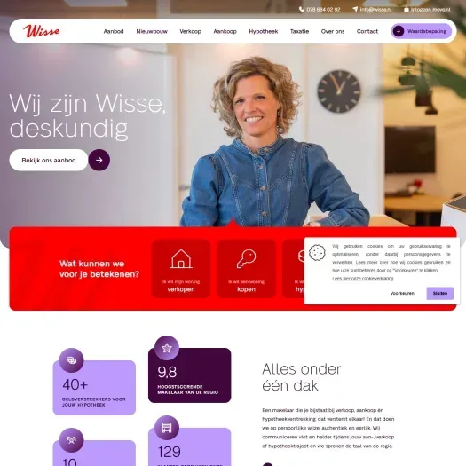 Screenshot van de website van www.wisse.nl