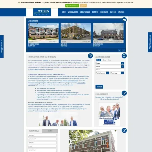 Screenshot van de website van www.witjesmakelaars.nl