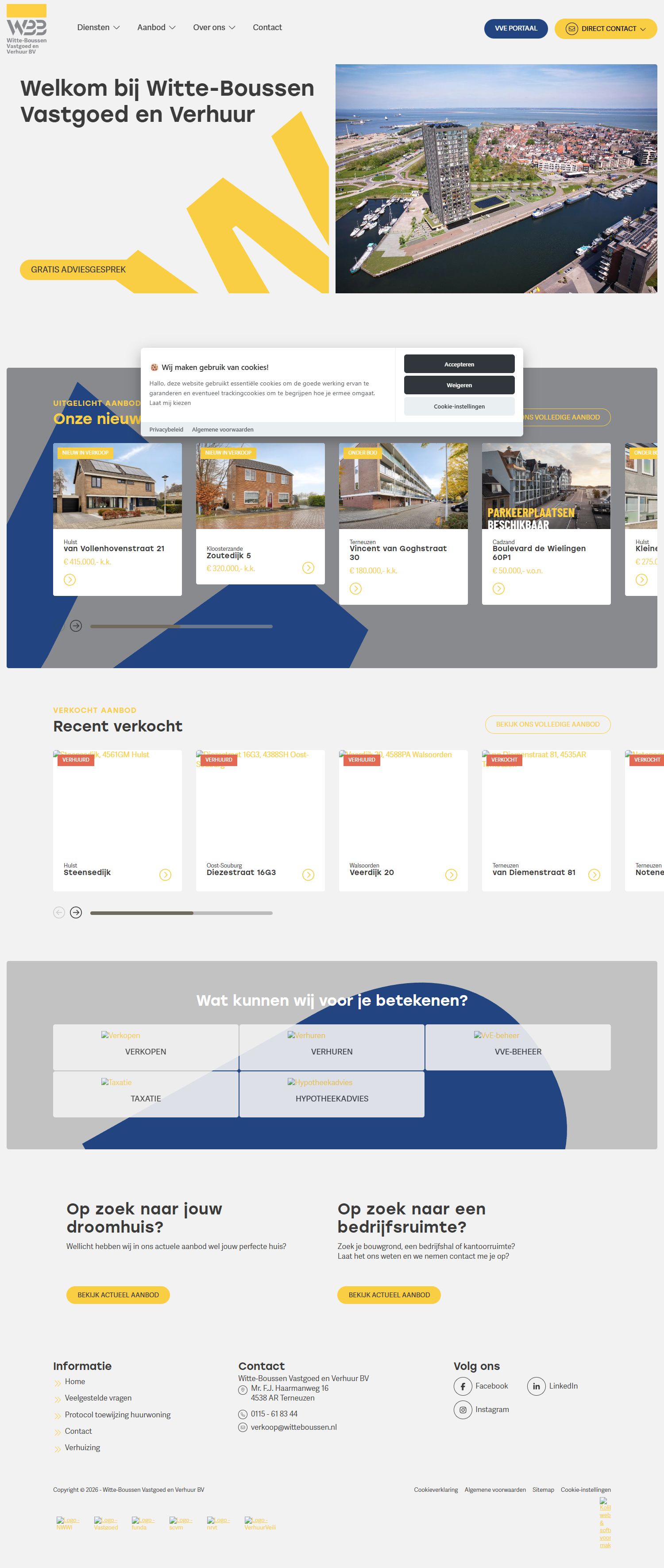 Capture d'écran du site web de www.witteboussenvastgoed.nl