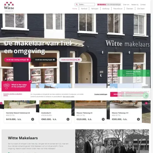 Screenshot van de website van www.wittemakelaars.nl