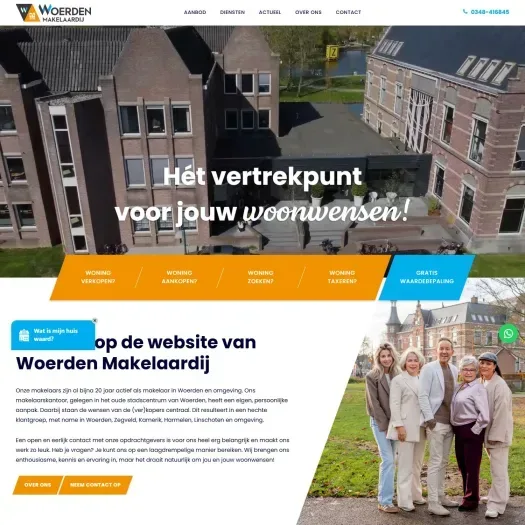 Screenshot van de website van www.woerdenmakelaardij.nl