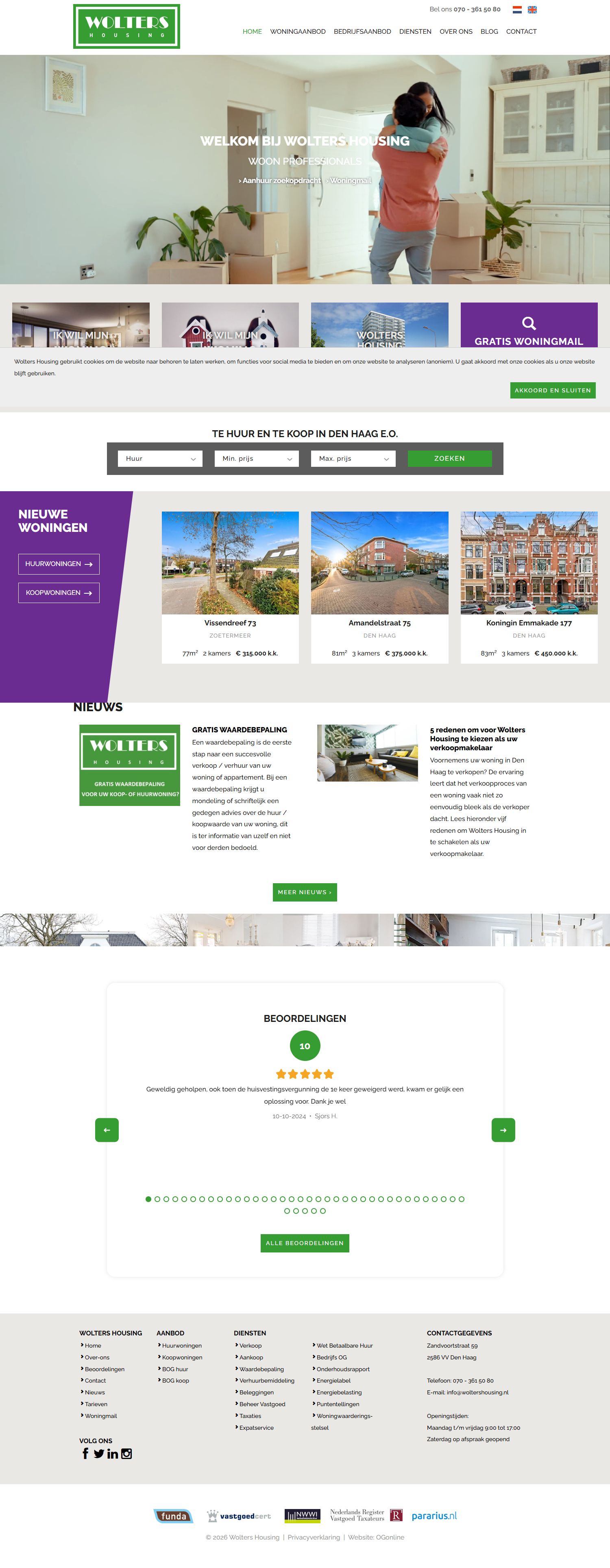 Screenshot of the website of www.woltershousing.nl