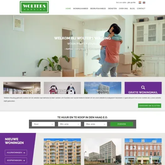 Screenshot der Website von www.woltershousing.nl
