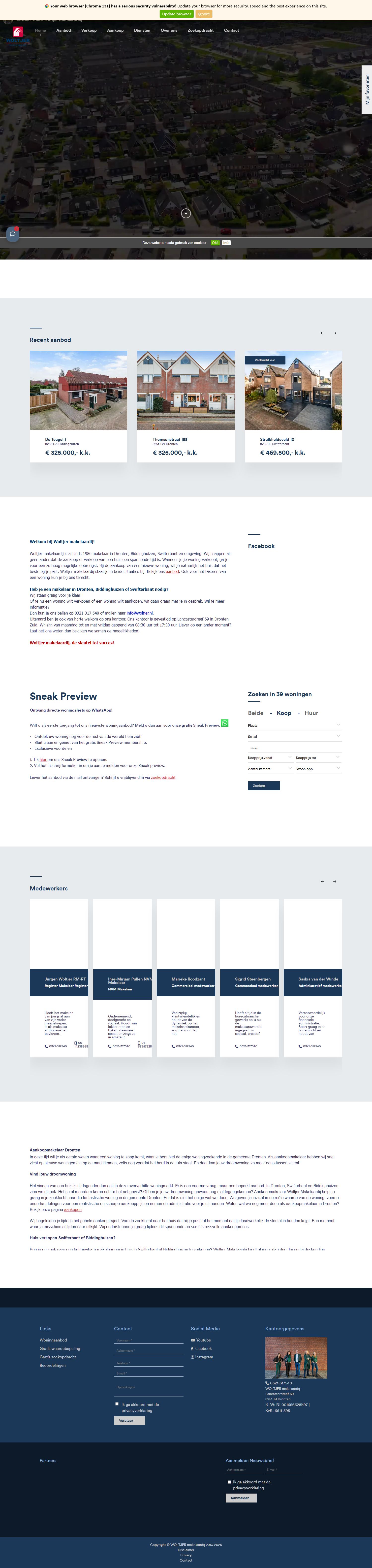 Screenshot of the website of www.woltjer.nl