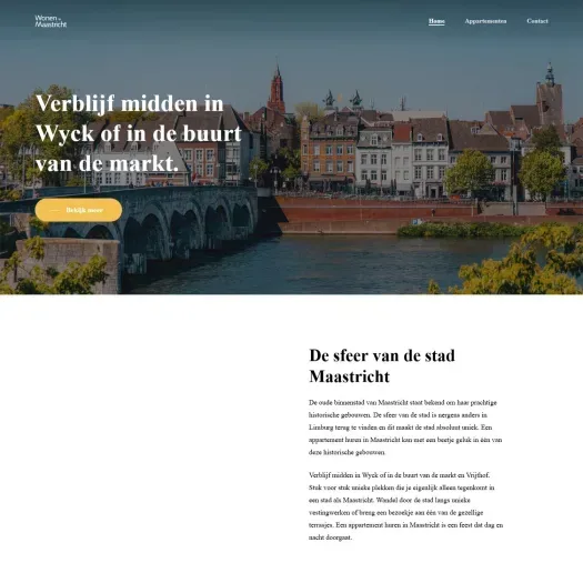 Screenshot van de website van www.woneninmaastricht.com