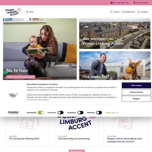 Screenshot van de website van www.wonenlimburgaccent.nl