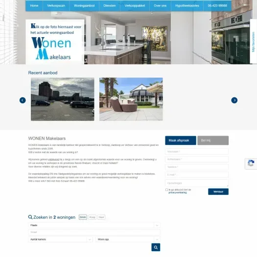 Screenshot of the website of www.wonenmakelaars.nl