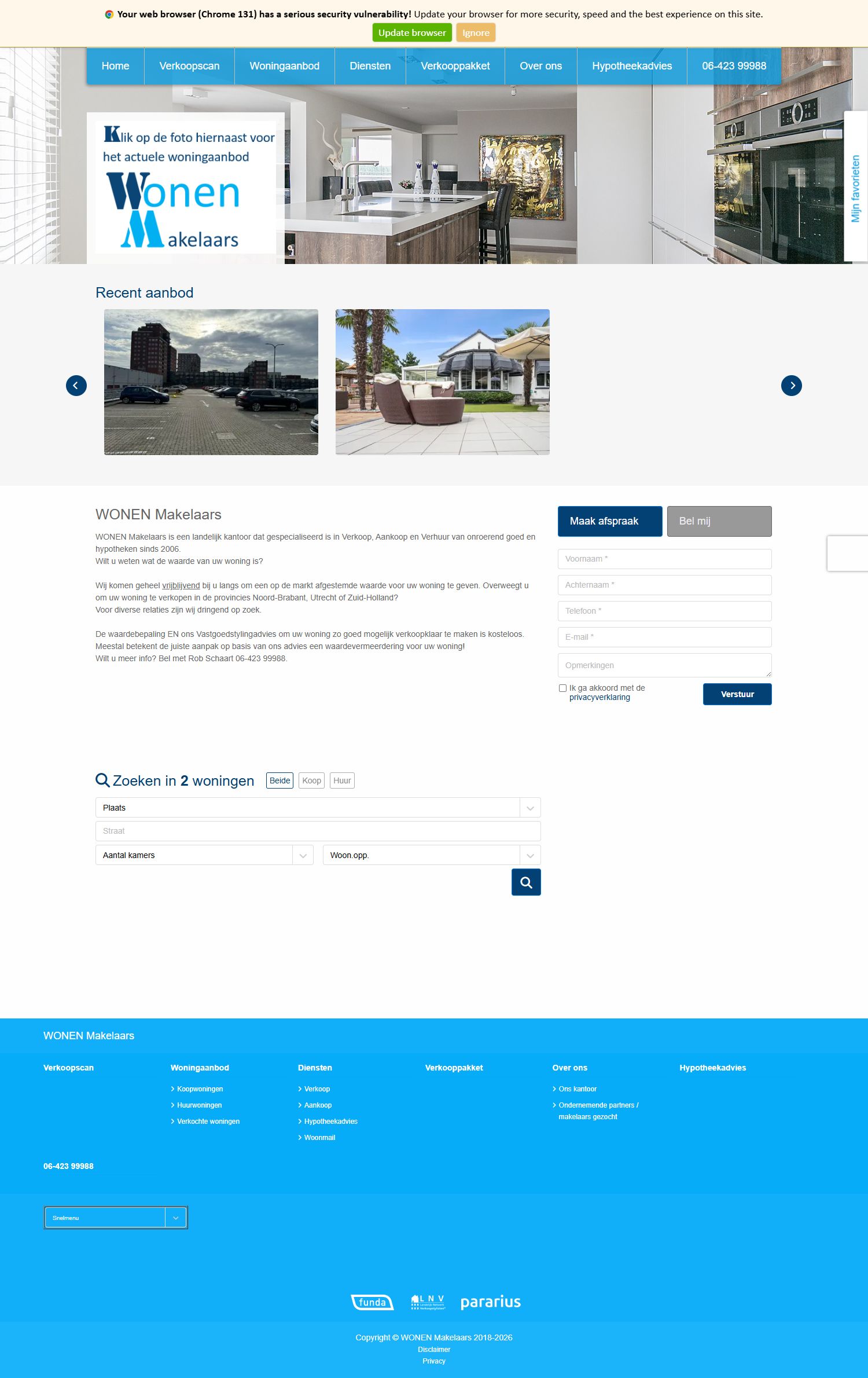 Capture d'écran du site web de www.wonenmakelaars.nl