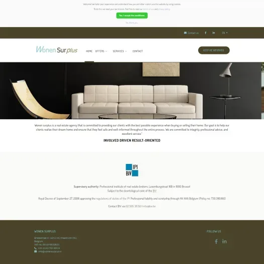 Screenshot of the website of www.wonensurplus.nl
