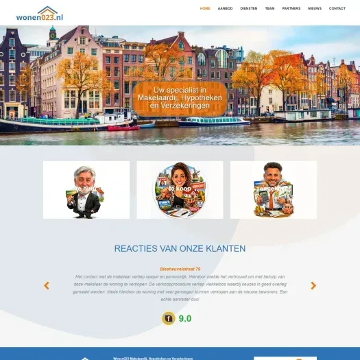 Screenshot van de website van wonen023.nl