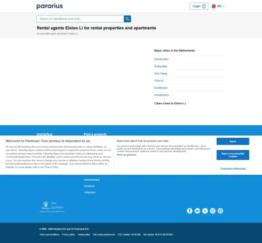 Screenshot of the website of www.pararius.com