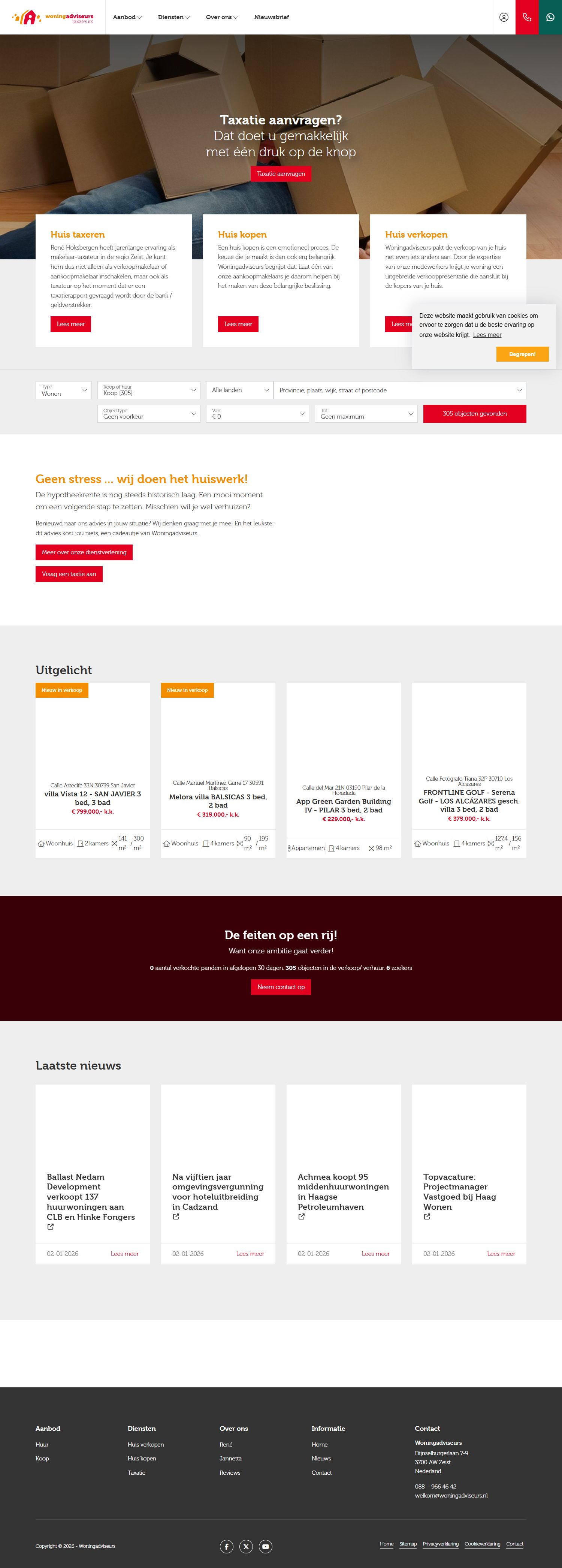 Screenshot der Website von woningadviseurs.nl
