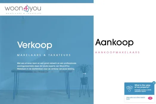 Screenshot van de website van www.woon4you.nl
