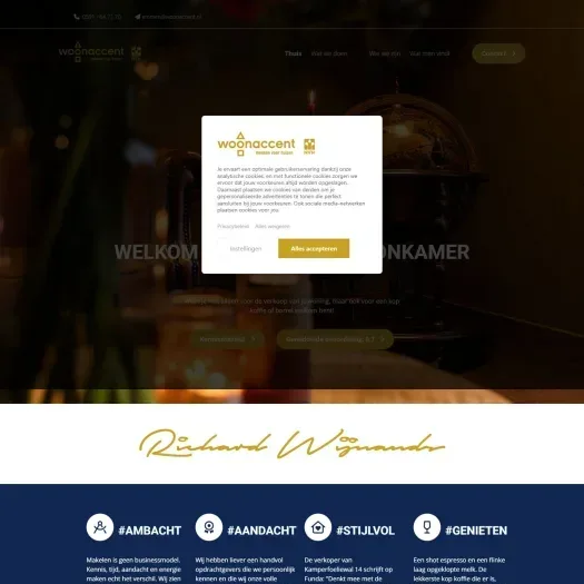 Screenshot van de website van www.woonaccentemmen.nl