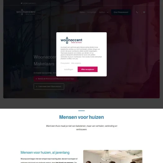 Screenshot van de website van www.woonaccent.nl