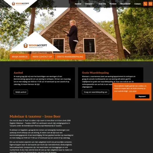 Screenshot van de website van woonaccept.nl